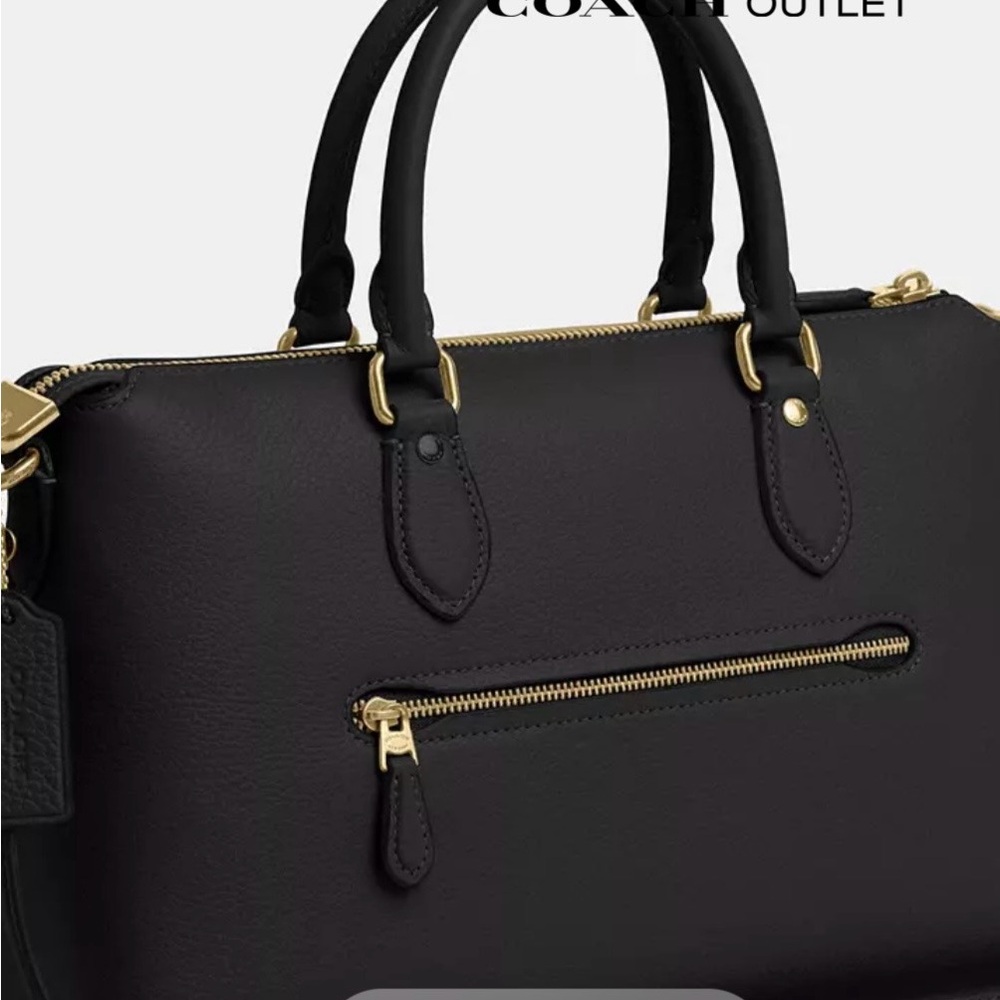 Georgia Black Satchel with Gold Accents - Picture 3 of 11